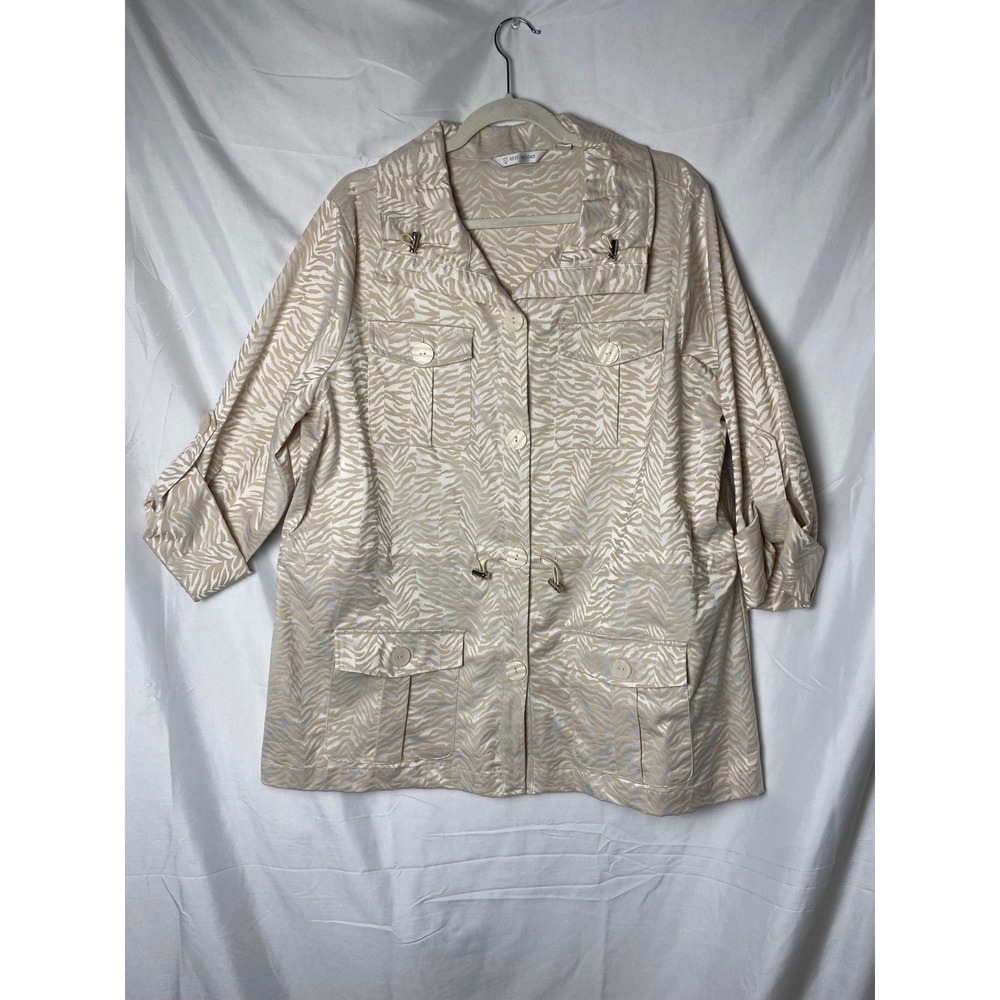 Erin London‎ 1X creamy textured Print Open Front Lightweight Jacket Women's